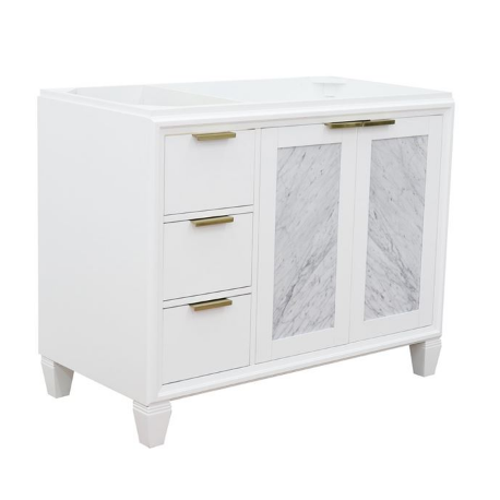 Bellaterra 400990-42R-WH 42" Single Sink Vanity In White Finish - Right Door- Cabinet Only