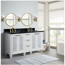 Bellaterra 400990-61D-WH 61" Double Sink Vanity In White Finish