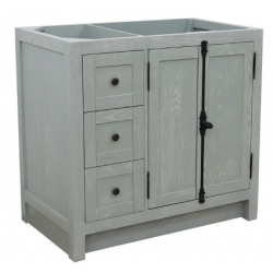 Bellaterra 400100-36R-GYA 36" Single Vanity In Gray Ash Finish - Cabinet Only - Right Doors