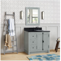 Bellaterra 400100-37R-GYAWER 37" Single Vanity In Gray Ash Finish Right Doors/Right Sink