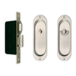 Gruppo Romi 6000 MP Pocket Door Lock - Oval Plate - Privacy Set with Gravity Pull