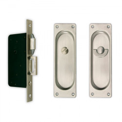 Gruppo Romi 6000S MP Pocket Door Lock - Square Plate - Privacy Set with Gravity Pull