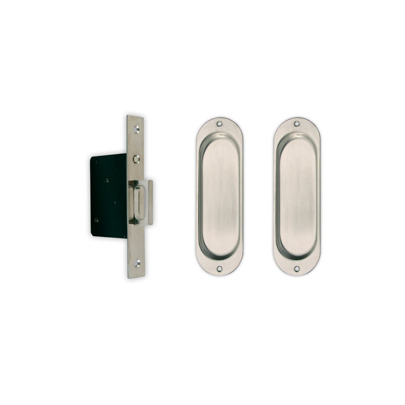 Gruppo Romi 6001 Passage Set for Pocket Door Lock - Oval Plate