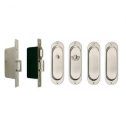 Gruppo Romi 6007 Privacy Set for Double Pocket Door Lock - Oval Plate