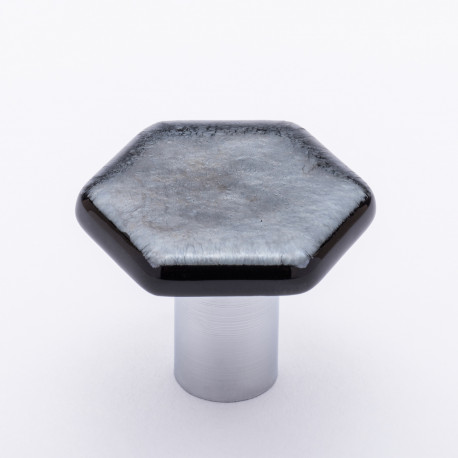 Sietto K-1702 Hexagon Irid Silver Black Knob