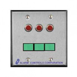 Alarm Controls SLP Double Gang, Stainless Steel Wall Plate, Illuminated Push Button, Monitoring & Control Stations