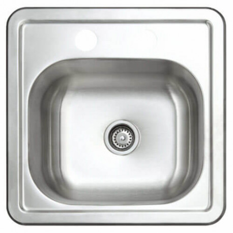 Fine Fixtures S201S Single Bowl Top Mount Stainless Steel Sink - 15” x 15”