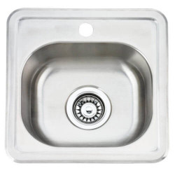 Fine Fixtures S202 Single Bowl Top Mount Stainless Steel Sink - 15” x 15”