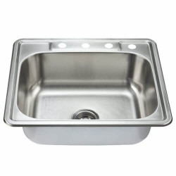 Fine Fixtures S402 Single Bowl Top Mount Stainless Steel Sink - 25” x 22”