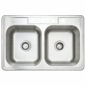 Fine Fixtures S452 Equal Double Bowl Top Mount Stainless Steel Sink - 33" x 22"