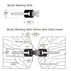 ZERO 34 Mortised Meeting Stile For Bull-Nosed Door, Brush/Adjustable