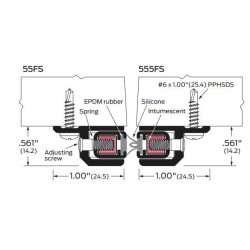 ZERO 55FS Solid Insert Intumescent, Adjustable Surface Astragal