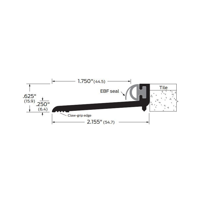 ZERO 267 Rabbeted Threshold, Neoprene Stop, 2.155