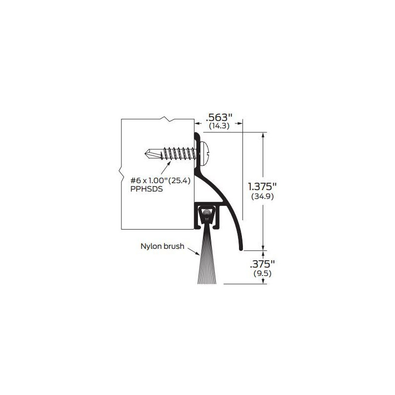 ZERO 8198 Door Sweep, Drip Cap/Brush Seal