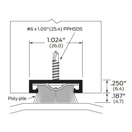 ZERO 254P-GY .875" wide Poly Pile