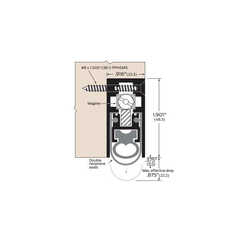 ZERO 368 Automatic Door Bottom, Heavy Duty, Acoustic Sound Reduction
