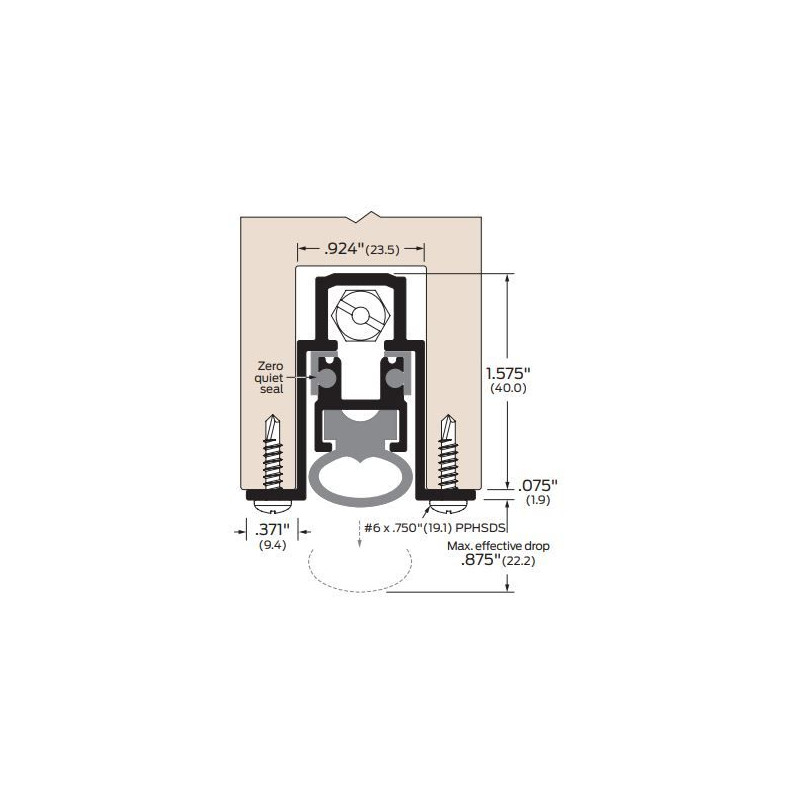 ZERO 364AA Mortised Automatic Door Bottom/Heavy Duty, Finish-Clear Anodized