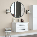  Verona-SI-28 Floating Round Metal Framed Mirror with Hanger