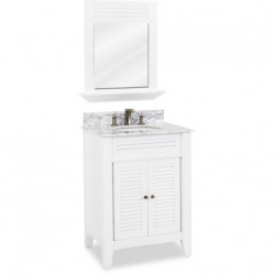 Elements VAN107-T-MW Lindley 26-1/2" Sleek Vanity with Louvered Doors, Preassembled Top and Bowl