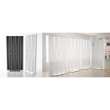 Magnuson MALVA- Sight Divider Screen With Painted Aluminum Frame And Steel Base, Seven Mesh Fabric Panels