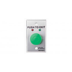 Alarm Controls TS-1 1-1/2” Green Button, “PUSH TO EXIT”, Red and Green LEDs, Single Gang