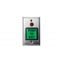 Alarm Controls TS-3T 2” Square, Green Illuminated Push Button, SPDT, 1A Contacts, “PUSH TO EXIT”