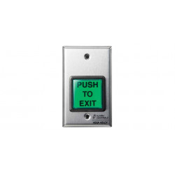 Alarm Controls TS-2-2T 2” Square, Green Illuminated Push Button, “PUSH TO EXIT”
