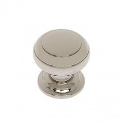 JVJ Hardware 38016 Classic Collection Polished Nickel Finish 1-1/8” Knob w/ Groove Top, Composition Solid Brass