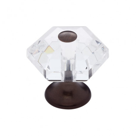 JVJ Hardware 34 Pure Elegance Collection Faceted 6 Sided 31% Leaded Crystal Knob, Composition Leaded Crystal and Solid Brass