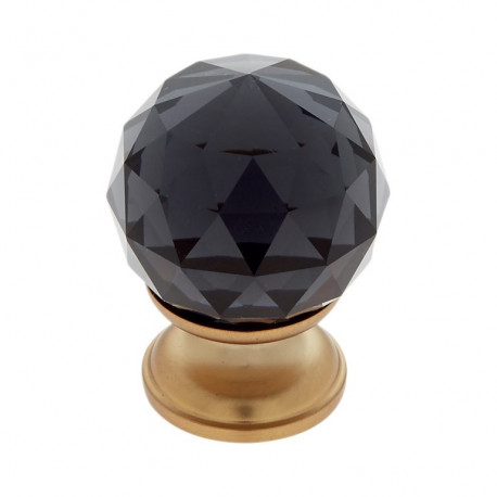 JVJ Hardware 32 Pure Elegance Collection Round Faceted Smoked Crystal Knob, Composition Leaded Crystal and Solid Brass