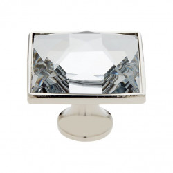 JVJ Hardware 33 Pure Elegance Collection Faceted Wide Square 31% Leaded Crystal Knob, Composition Leaded Crystal and Solid Brass