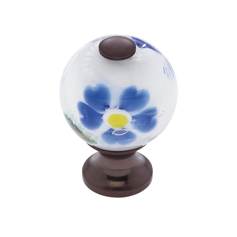 JVJ Hardware Murano Collection Round Glass Knob, Composition Glass and Solid Brass
