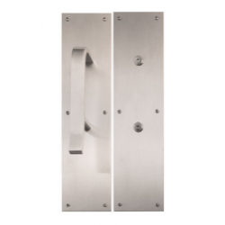 Brass Accents A02-P7501 Antimicrobial Push Plates & Hands Free Pulls 8-3/4" On 4" x 16" Plate, Finish-Satin Stainless Steel