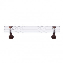 JVJ Hardware 31 Pure Elegance Collection 4" Scored Crystal Pull, Composition Leaded Crystal and Solid Brass