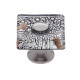JVJ Hardware 50 Murano Collection Clear Flat Square Knob,Composition Glass and Solid Brass