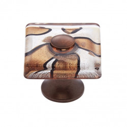 JVJ Hardware 50 Murano Collection 35 mm Silver Flat Square Knob, Composition Glass and Solid Brass