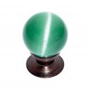 JVJ Hardware 30mm Cat's Eye Collection Green Knob, Composition Glass and Solid Brass