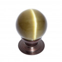 JVJ Hardware 30mm Cat's Eye Collection Amber Knob, Composition Glass and Solid Brass