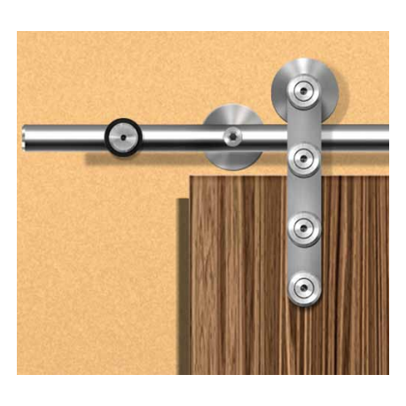 ABP-Beyerle 110 Flatec IV Series Barn Door Hardware Set for Wooden Doors, Finish-Satin Stainless Steel