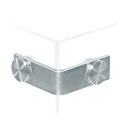ABP-Beyerle USO274EF-AB Flatec 90°- Connector (Outer Angle), Glass-Glass, Material-Satin Stainless Steel