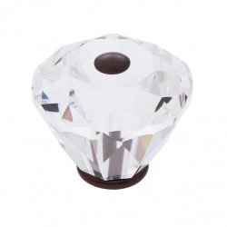 JVJ Hardware 36 Pure Elegance Collection 40 mm Diamond Cut Knob, Composition Leaded Crystal and Solid Brass