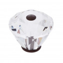 JVJ Hardware 40mm Pure Elegance Collection Diamond Cut Knob, Composition Leaded Crystal and Solid Brass