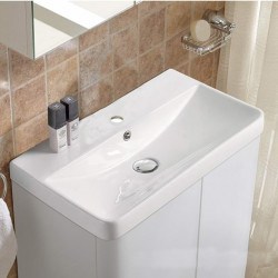 American Imaginations AI-29084 23.82-in. W 13.98-in. D Ceramic Top White Color 1 Hole Faucet