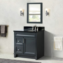Bellaterra 400700-37R-DG 37" Single Sink Vanity In Dark Gray Finish Rigth Drawers