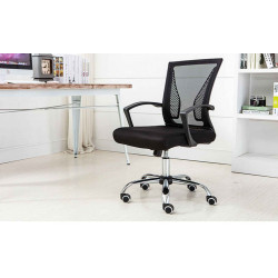 American Imaginations AI-29163 23.62-in. W 39.37-in. H Modern Stainless Steel-Plastic-Nylon Office Chair Black