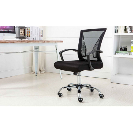American Imaginations AI-29163 23.62-in. W 39.37-in. H Modern Stainless Steel-Plastic-Nylon Office Chair Black