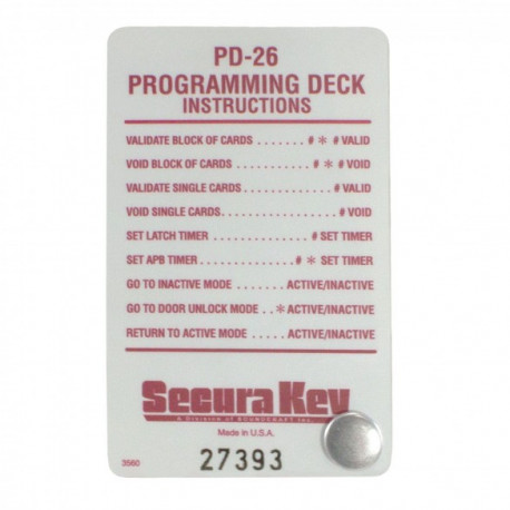 Secura Key PD-26 Programming Deck, Specify Facility Code. (Used with 26SA/ 27SA/ 28SA)