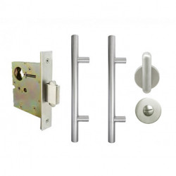 INOX PD5000 Mortise Lock w/ FH17 Bezel Flush Pull for Sliding Door