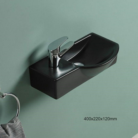 American Imaginations AI-28586 14.7-in. W Wall Mount Black Bathroom Vessel Sink For 1 Hole Left Drilling