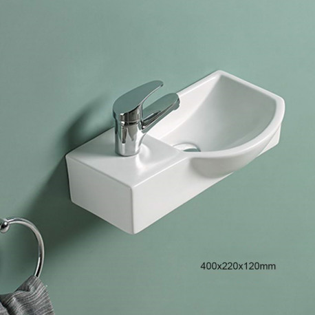 American Imaginations AI-28587 14.7-in. W Wall Mount White Bathroom Vessel Sink For 1 Hole Left Drilling
